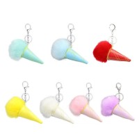 Multi-color Hairball keychain gift pendant Creative ice cream cone modeling pendant