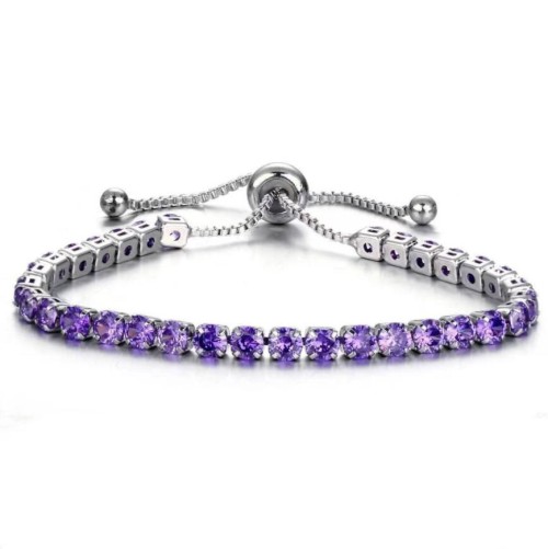 4mm round single row full diamond womens Zircon bracelet