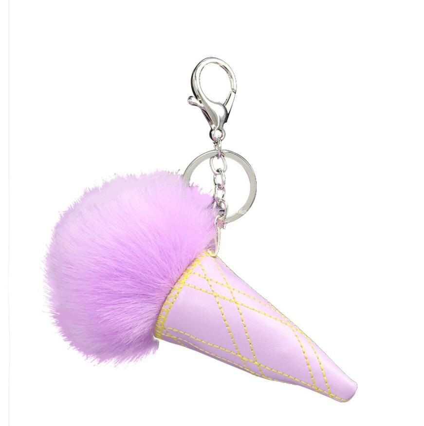 Multi-color Hairball keychain gift pendant Creative ice cream cone modeling pendant