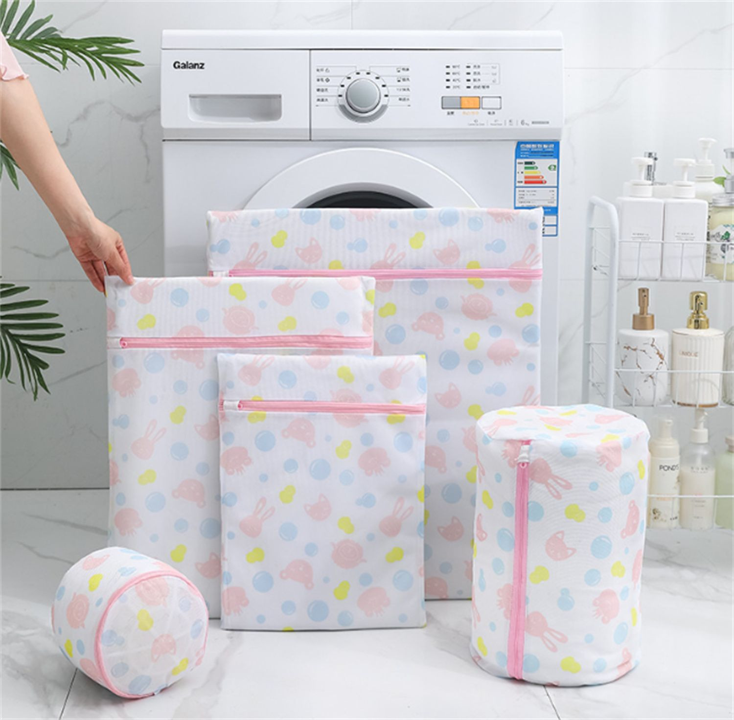 Hot sales New thick fine mesh color printed laundry bag